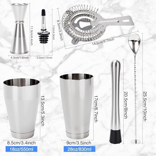 24 Pcs Shaker Set Stainless Steel Cocktail Drink 18 oz&28 oz Shaker