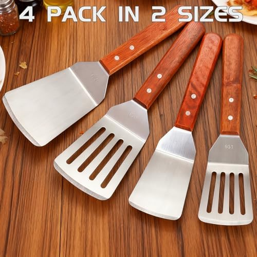 Pumtus 4 Pack Stainless Steel Spatula Set, 2 Sizes Metal Spatulas for