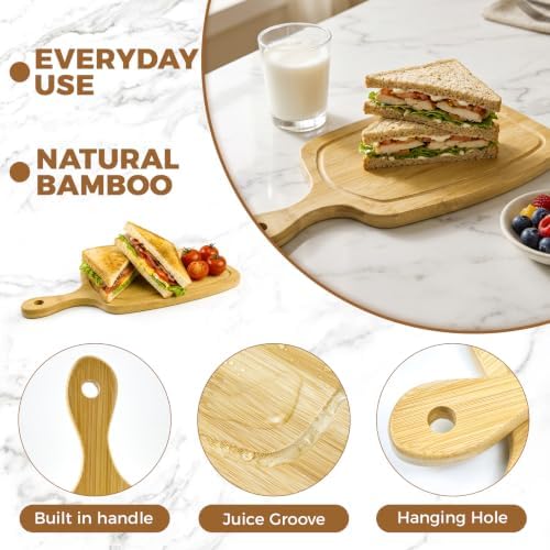 Bamboo Cutting Boards with Handle Set of 2, for Cheese Board - 15.5" ×