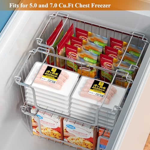 Orgneas Stacking Freezer Organizer Bins for 5.0Cu.Ft Chest Freezer