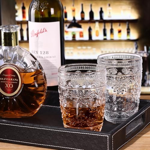 abrwyy Clear Glasses Drinking Set, 14oz Water Glasses, Vintage