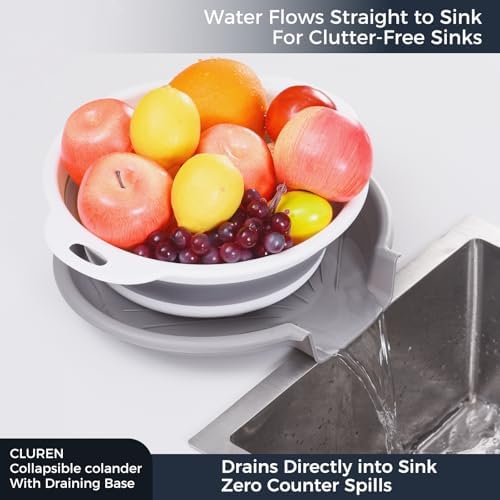 Collapsible Colander Set with Oversized Draining Tray | 3-Pack