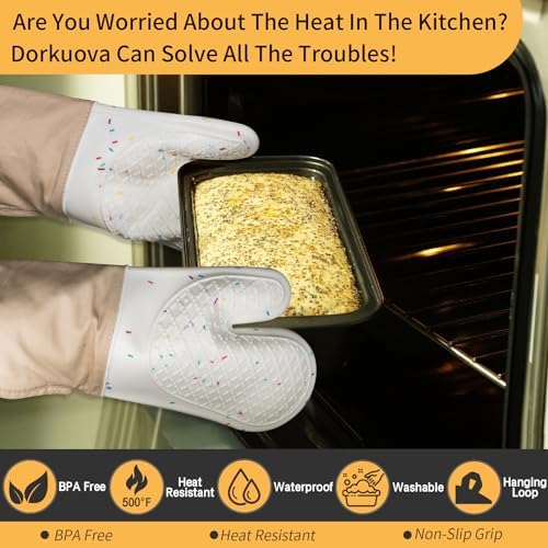 Cream Silicone Oven Mitts, 500°F