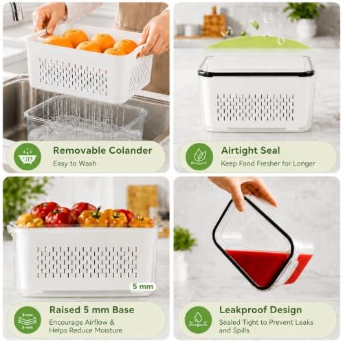 UFORU 4 Pack Fruit Storage Containers for Fridge