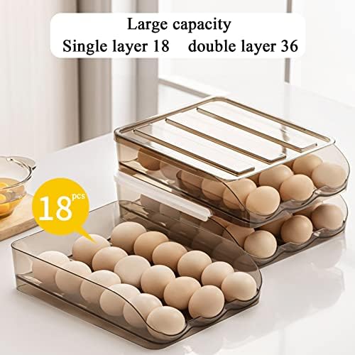 Egg Holder for Refrigerator, 2-Layer Clear Storage Box