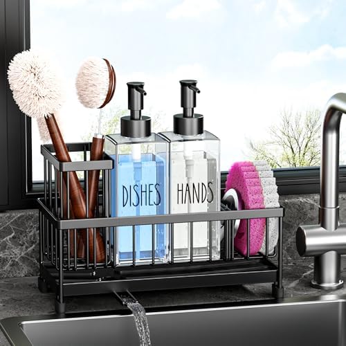 Cisily Kitchen Soap Dispenser Set, Clear Bottles