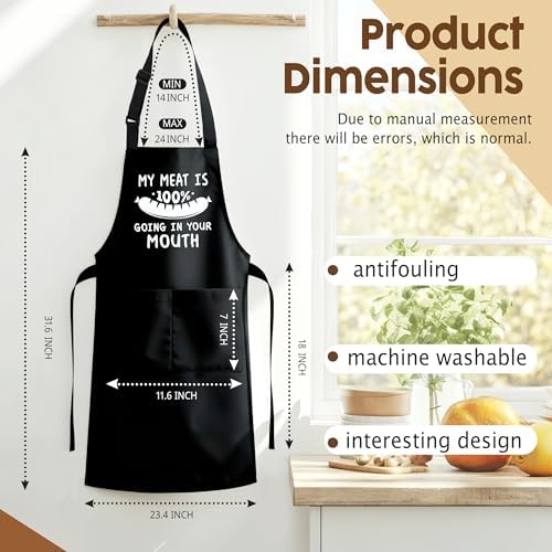 Funny Aprons for Men with 2 Pockets, Cooking Apron for Dad, Gag Gifts