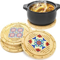 WUWEOT 3 Pack Wooden Round Trivets for Hot Dishes, 8.6 Inch Heat