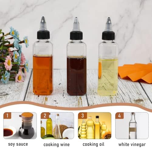 Sliverdew 4 Pcs Oil Squeeze Bottles 3.4 OZ Empty Bottles with Twist