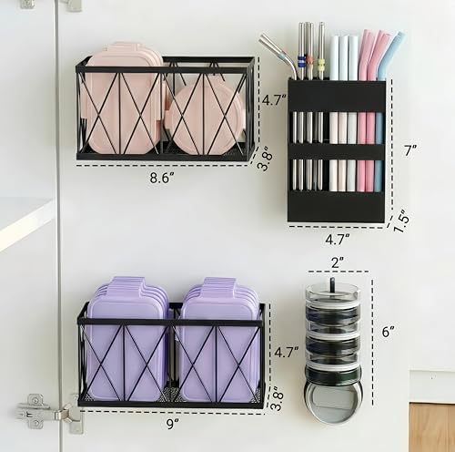Cabinet Door Organizer Set for Lids and Straws, 4-Piece