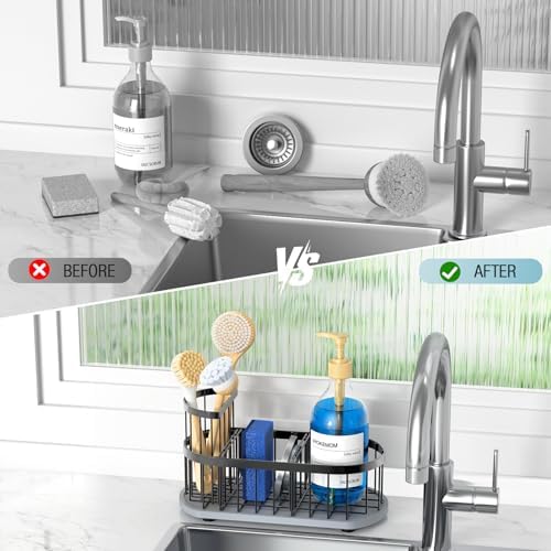 Sink Caddy with Stone Drying Mat and High Brush Holder
