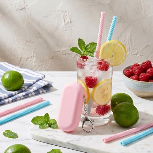 2 Set Silicone Straws with Case, Reusable Straws Travel Party Cruise
