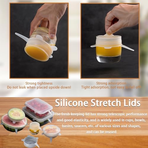 Silicone Stretch Lids, 6 Pcs, 3.75in
