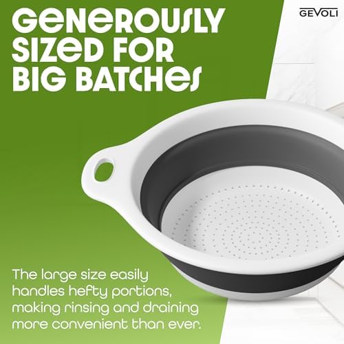 Gevoli Collapsible Colander Strainer, Includes Over-sink Countertop