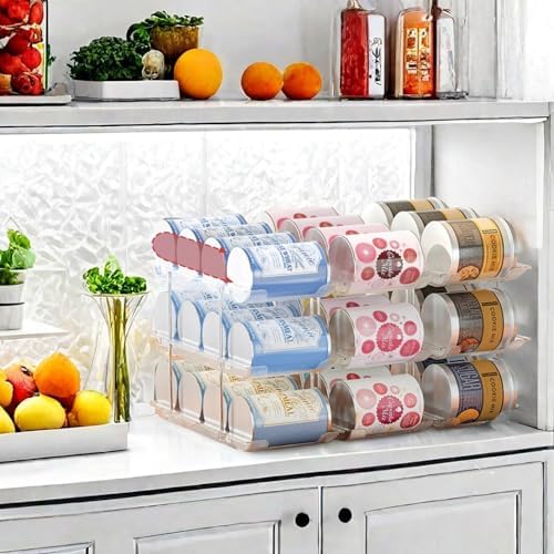 Can Organizer for Pantry, 3 Tier Rolling Can Storage Organizer Pantry