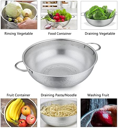 P&P CHEF Colander Set of 3, 1/3/5 Qt, Stainless Steel Colanders