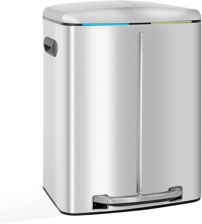 FDW | 10 Gallon Trash Can with Lid | Stainless Steel | Fingerprint-Proof | Made by FDW