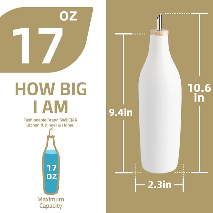 Sweejar Matte Ceramic Olive Oil Dispenser Bottles - Image 3