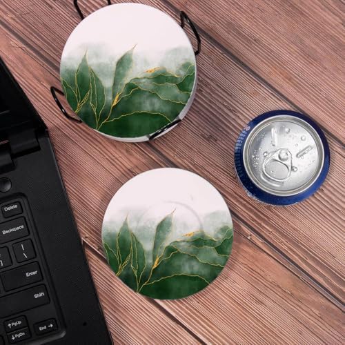 LOKMU Coasters for Drinks,Round Absorbent Ceramic Stone Coaster Sets