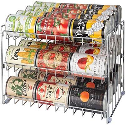 Kitchen Details 3-Tier Can Organizer, Holds 36 Cans, Chrome Steel