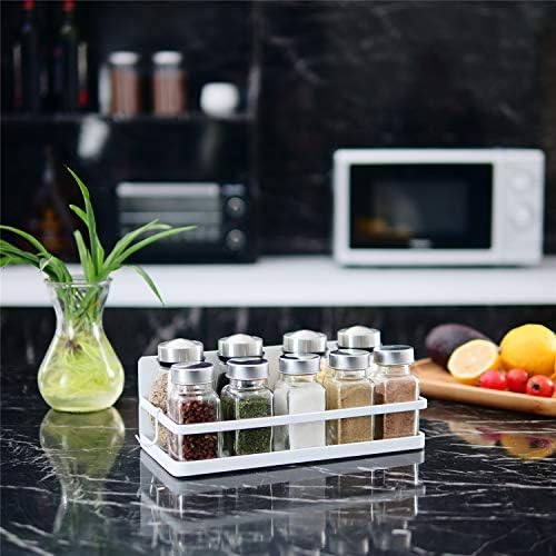 Thipoten Magnetic Spice Rack with 2 Removable Hooks, White, 2-Pack
