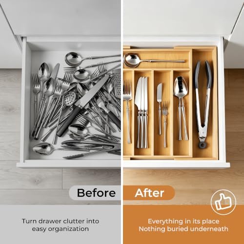 Bellsal Expandable Bamboo Silverware Organizer