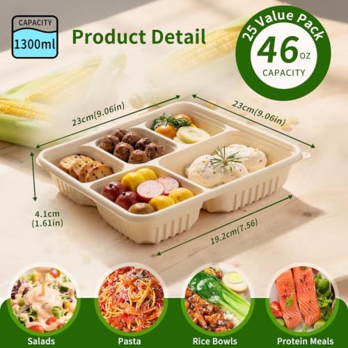 50 Piece (25 Pack) Reusable Meal Prep Containers with Lids