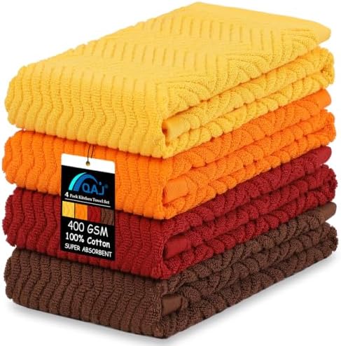 Cotton Kitchen Towels Set, 16" x 26" Dish Towels for Kitchen, 4 Pack