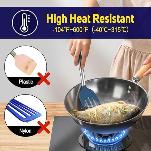 HOTEC Silicone Spatula Set of 2 Heat-Resistant 600°F & BPA-Free