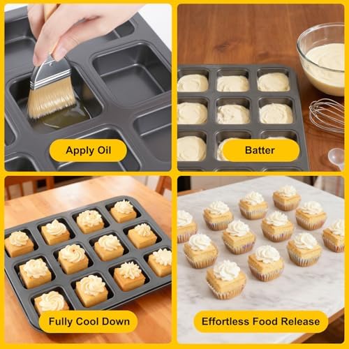 2 Pack Brownie Pan with Dividers, 12-Cavity Muffin Baking Pans