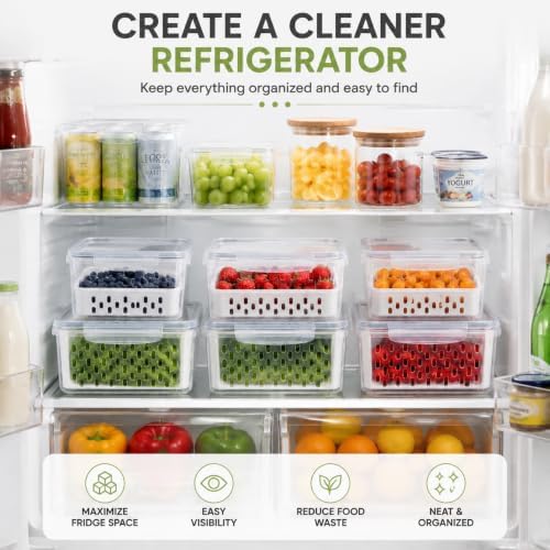 3Pack Fridge Food Storage Containers with Strainer