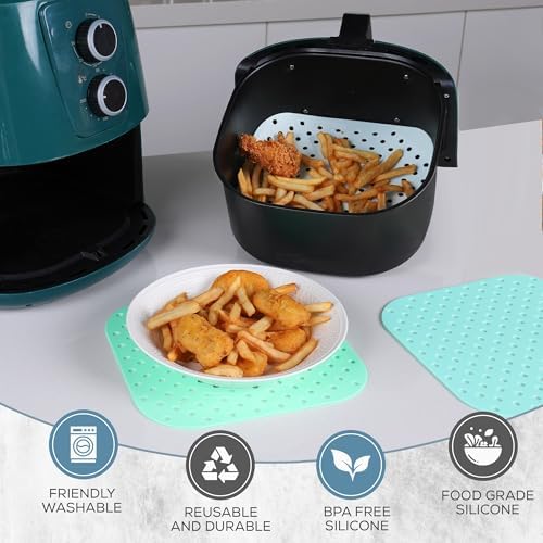 Square Air Fryer Liners Silicone 8.5” x 8.5", 3-Pack, Pastel Colors