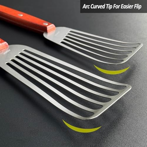 Fish Spatula Turner, Stainless Steel Slotted Spatulas Set, 3"x6"+4"x8"