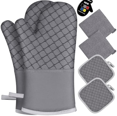 6-Piece Oven Mitts and Pot Holders, Grey