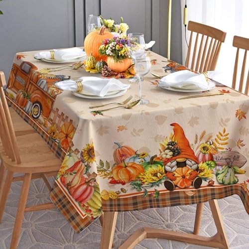 Hexagram Fall Tablecloth 54 x 54 Inches, Orange Fall Table Cloth