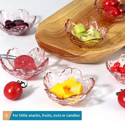 8 Pcs Glass Sakura Soy Sauce Dishes, Cute Mini Dessert Bowls
