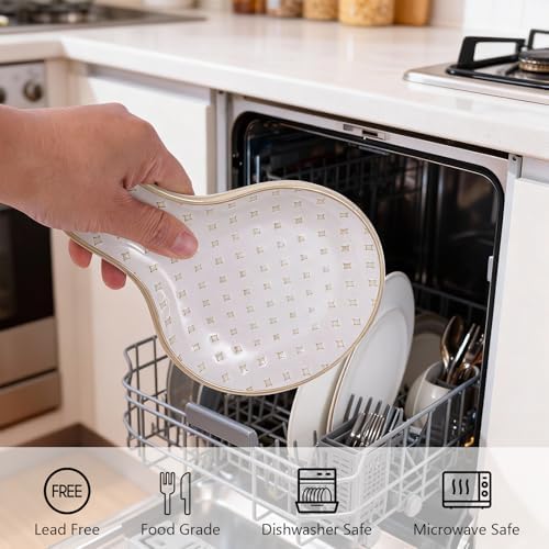 Ceramic Spoon Rest for Stove Top, Farmhouse Cooking Spoon Holder for