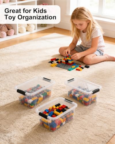 EOENVIVS Plastic Storage Bins with Lids, 6 Pack, 6.7 Quart