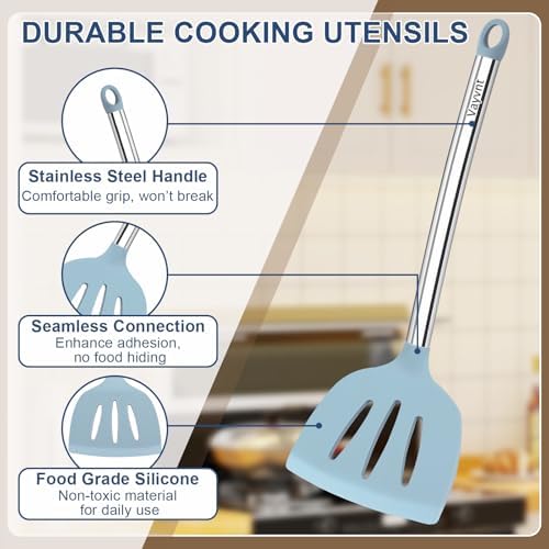 Vayvnt 8-Piece Silicone Kitchen Utensils Set, Blue
