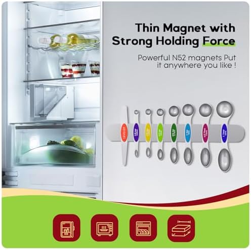 Magnetic Measuring Spoons Set|Strong N52 Magnets|Heavy Duty Stainless