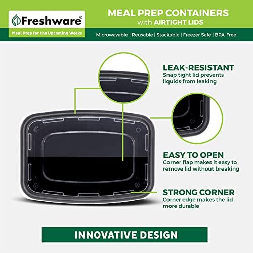 Freshware Meal Prep Containers [50 Pack] 1 Compartment Food Storage