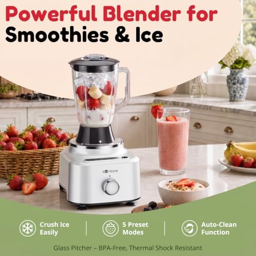 Homtone 16 Cup Food Processor Blender Combo