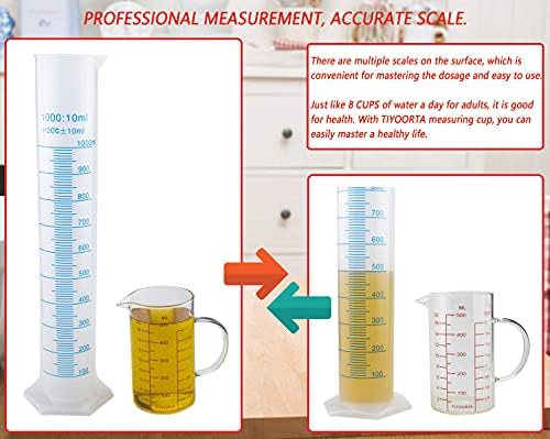 Glass Measuring Cup with Handle, Three Scales (OZ, Cup, ML), V-Shaped