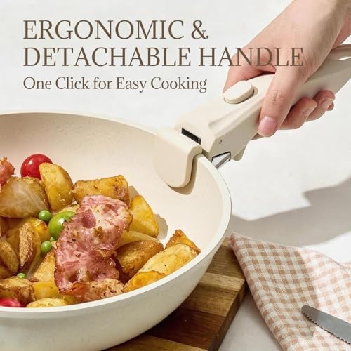 Ceramic Cookware Set Non Stick 8Pcs Pots and Pans Set Detachable