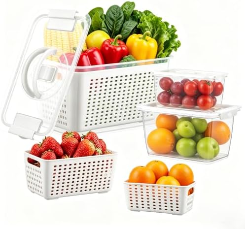LUXEAR 3-Piece Produce Containers for Fridge