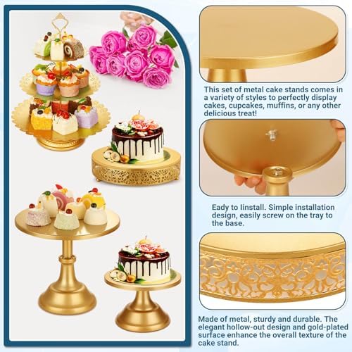 Audab Metal Gold Dessert Table Display Set Including Cake Stands