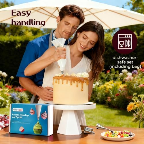 Reusable Piping Bags and Tips Set- GleeAnt Frosting Piping Kit for