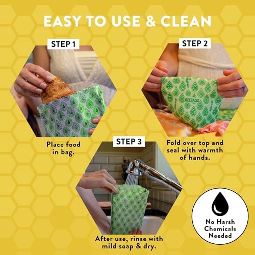 BeeBAGZ Beeswax Wrap Storage Bags, 2-Pack, 8.5 x 6.5-Inch
