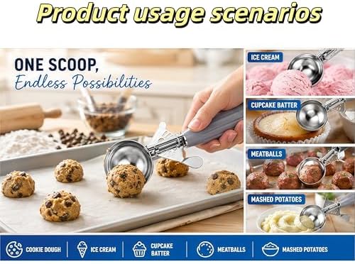 2 Pcs Ice Cream Scoop with Trigger, Cookie Dough Scoop for Baking