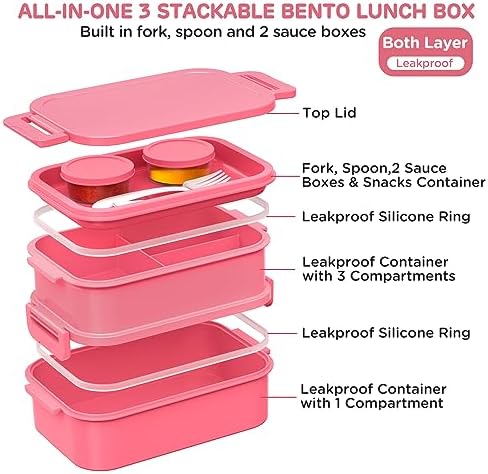 DaCool Adults Bento Box Lunch Box - Stackable All-in-One Leakproof